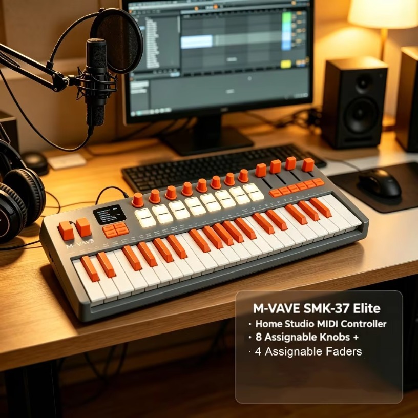 لوحة مفاتيح MIDI لاسلكية M-VAV - مراجعة Midi Controller Pad وسعره