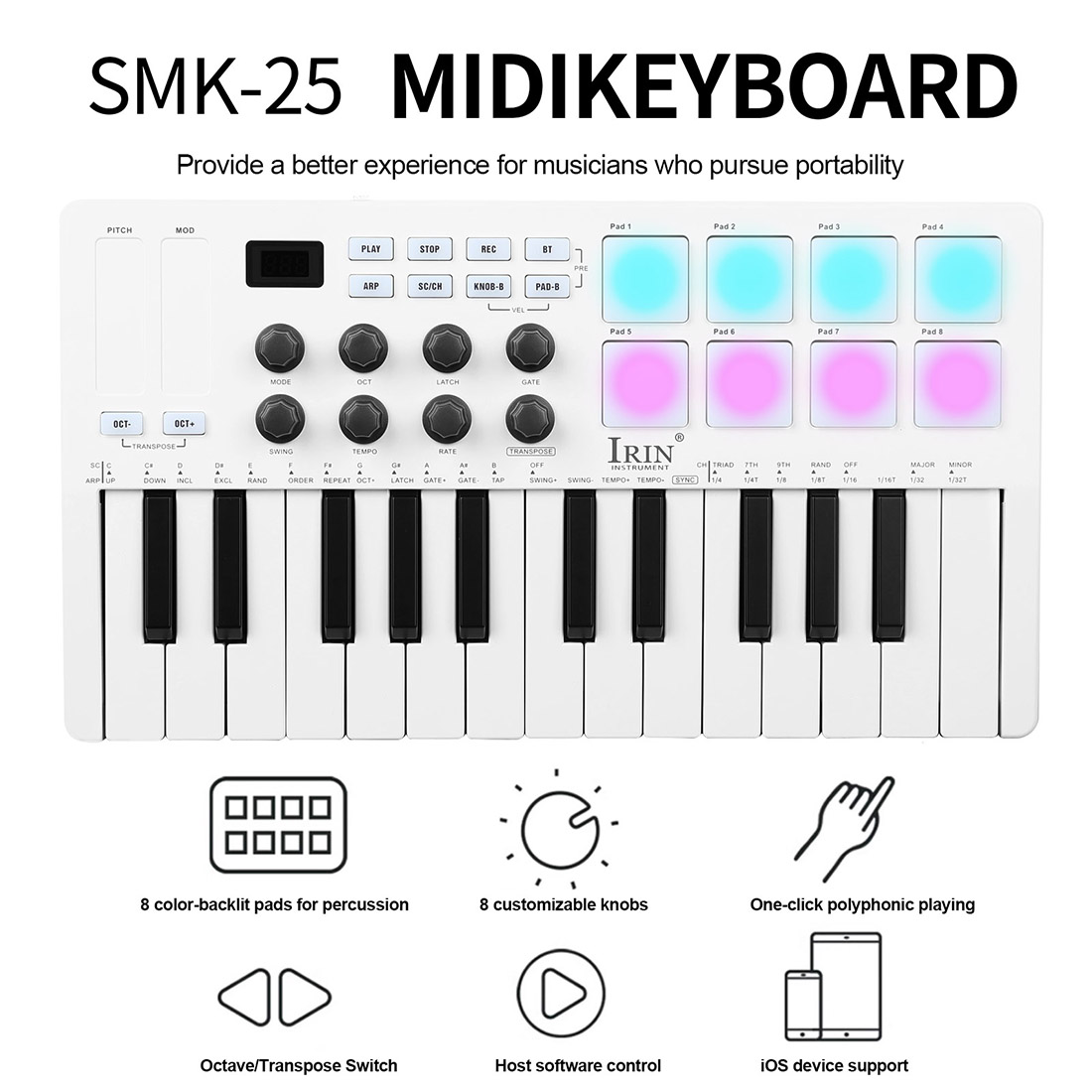 SMK-25 لوحة مفاتيح محمولة للتح - مراجعة Midi Controller Pad وسعره